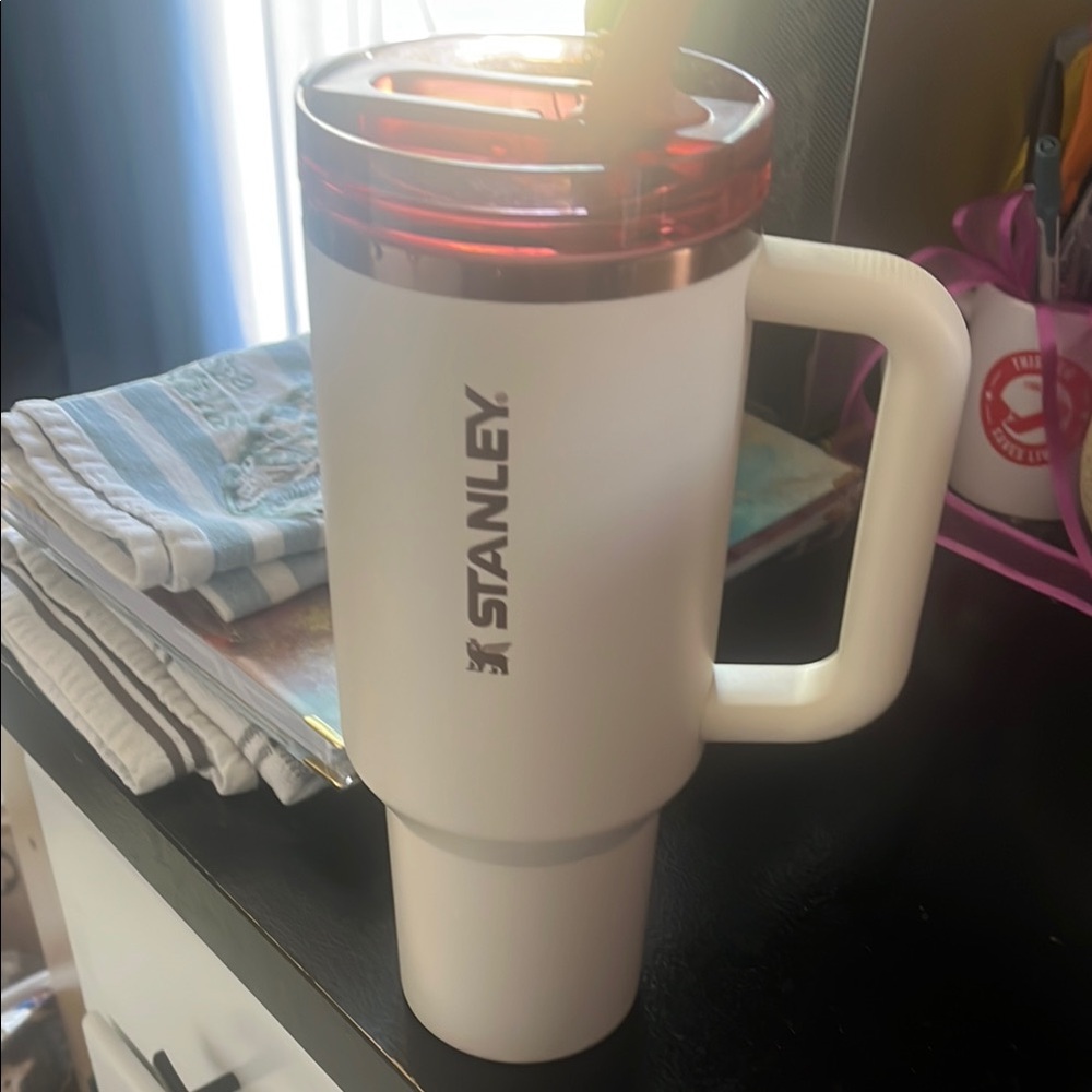 Stanley off White (cream) tumbler with rose colored top.